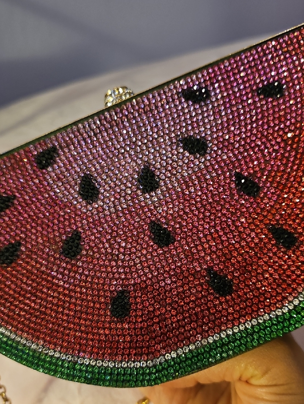 Watermelon Crystal Clutch Bag - Pink/Green - Picture 14 of 14